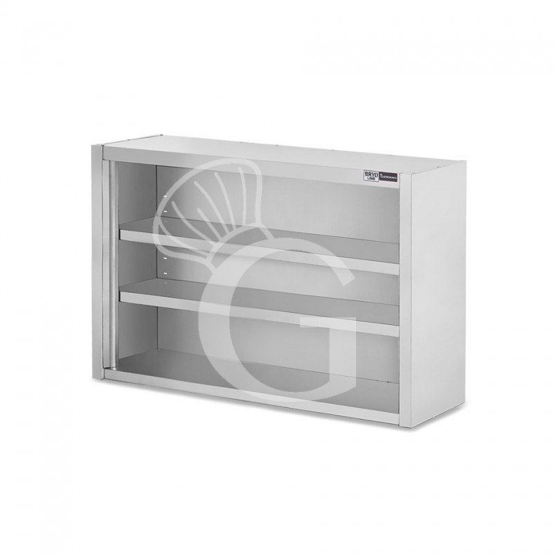 Pensile inox a giorno con 2 ripiani, L 1300 mm x P 400 mm x H 1000 mm