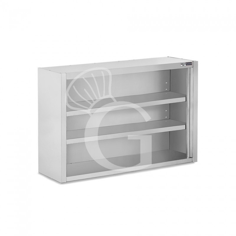 Pensile inox a giorno con 2 ripiani, L 1300 mm x P 400 mm x H 1000 mm