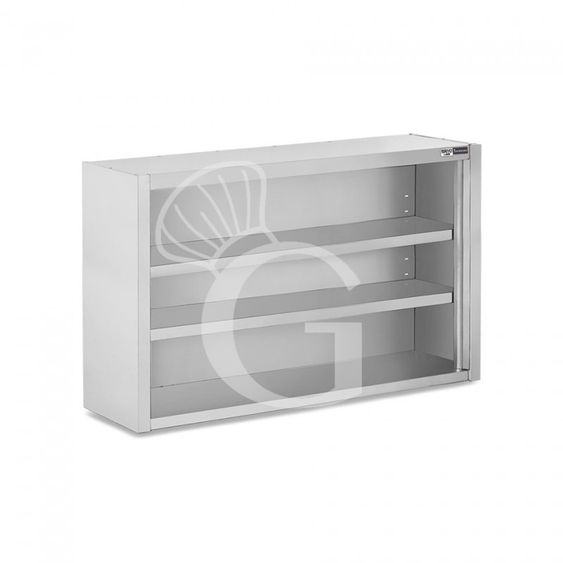 Pensile inox a giorno con 2 ripiani, L 1400 mm x P 400 mm x H 1000 mm