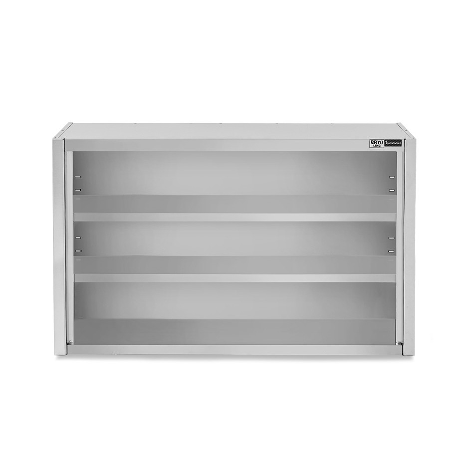 Pensile inox a giorno con 2 ripiani, L 1500 mm x P 400 mm x H 1000 mm