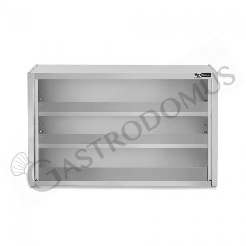 Pensile inox a giorno con 2 ripiani, L 1600 mm x P 400 mm x H 1000 mm Pensile inox a giorno con 2 ripiani, L 1600 mm x P 400 mm x H 1000 mm