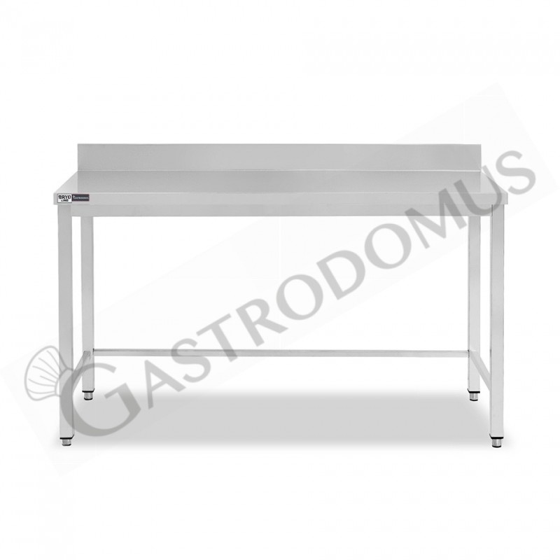 Tavolo inox con alzatina L 1800 mm x P 600 mm x H 965 mm Tavolo inox con alzatina L 1800 mm x P 600 mm x H 965 mm