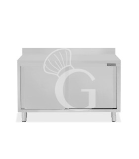 Tavolo con 2 porte scorrevoli e alzatina, L 1300 mm x P 600 mm x H 950 mm