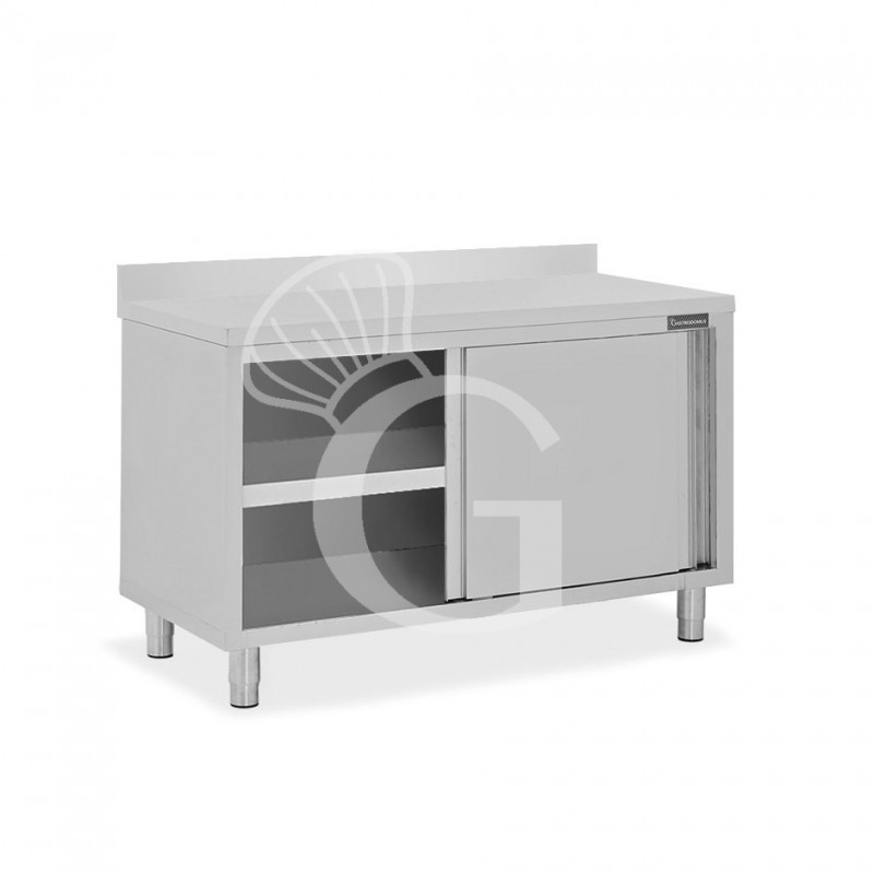 Tavolo con 2 porte scorrevoli e alzatina, L 1300 mm x P 600 mm x H 950 mm