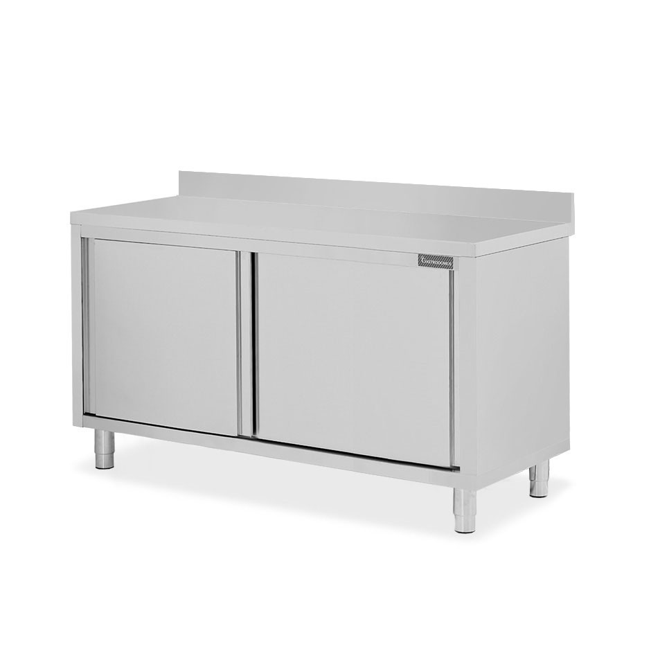 Tavolo con 2 porte scorrevoli e alzatina, L 1600 mm x P 700 mm x H 950 mm