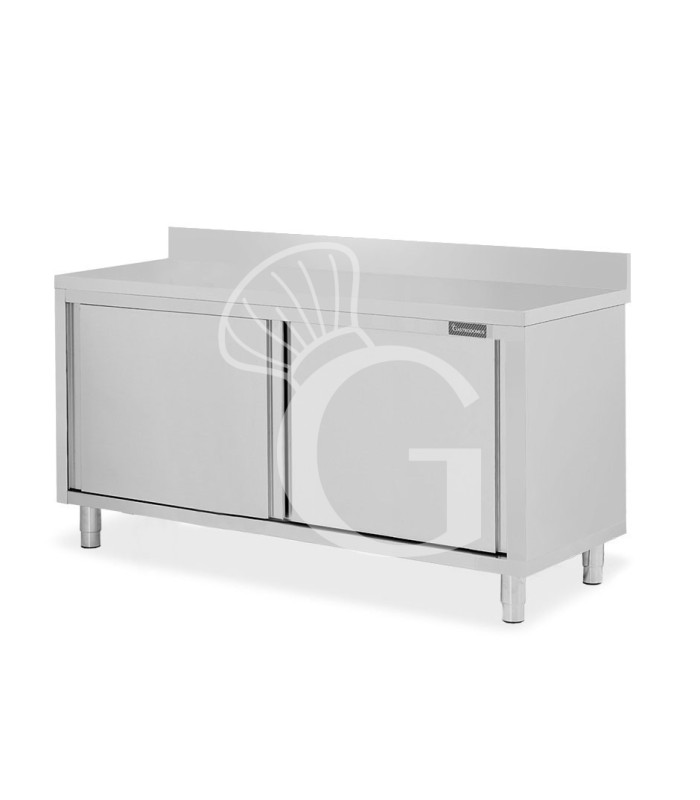 Tavolo con 2 porte scorrevoli e alzatina, L 1700 mm x P 700 mm x H 950 mm