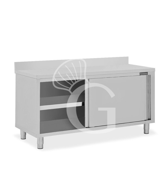 Tavolo con 2 porte scorrevoli e alzatina, L 1700 mm x P 700 mm x H 950 mm