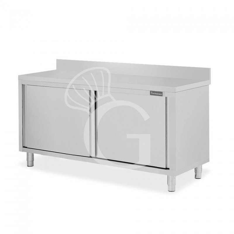 Tavolo con 2 porte scorrevoli e alzatina, L 1800 mm x P 700 mm x H 950 mm