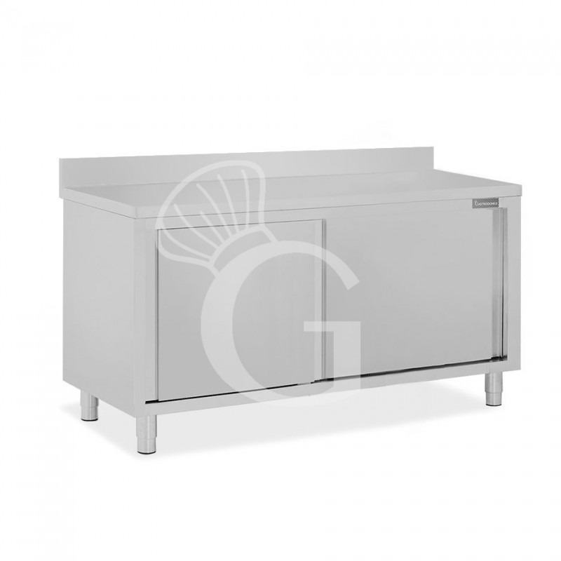 Tavolo con 2 porte scorrevoli e alzatina, L 1800 mm x P 700 mm x H 950 mm