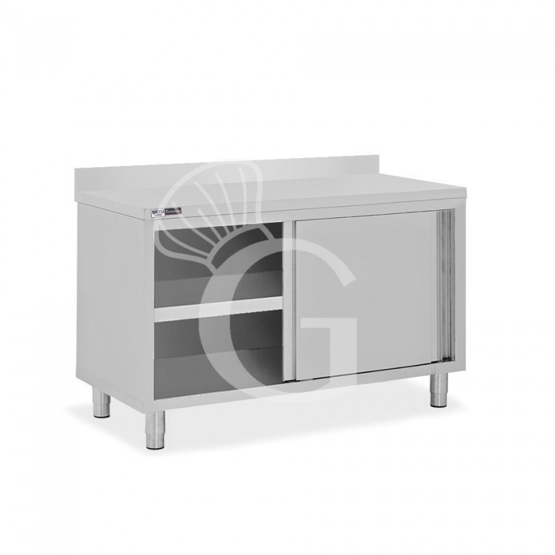 Tavolo con 2 porte scorrevoli e alzatina, L 1400 mm x P 700 mm x H 950 mm