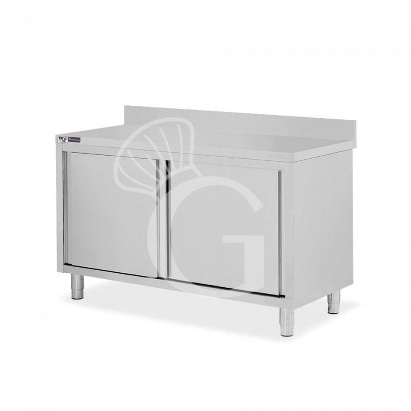 Tavolo con 2 porte scorrevoli e alzatina, L 1400 mm x P 700 mm x H 950 mm