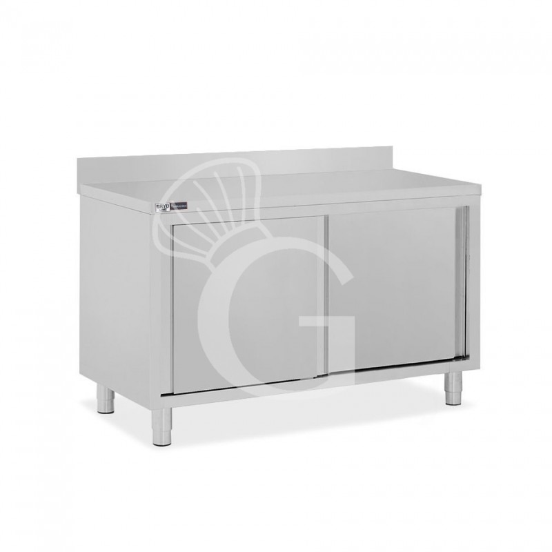 Tavolo con 2 porte scorrevoli e alzatina, L 1400 mm x P 700 mm x H 950 mm