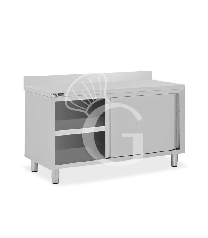 Tavolo con 2 porte scorrevoli e alzatina, L 1800 mm x P 600 mm x H 950 mm