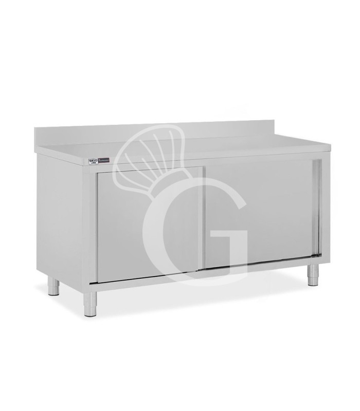 Tavolo con 2 porte scorrevoli e alzatina, L 1800 mm x P 600 mm x H 950 mm