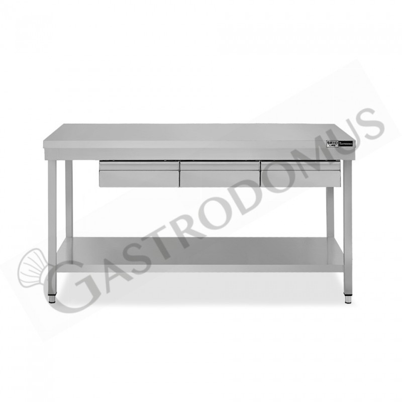 Tavolo inox ripiano 3 cassetti L 1700 mm x P 600 mm x H 865mm Tavolo inox ripiano 3 cassetti L 1700 mm x P 600 mm x H 865mm