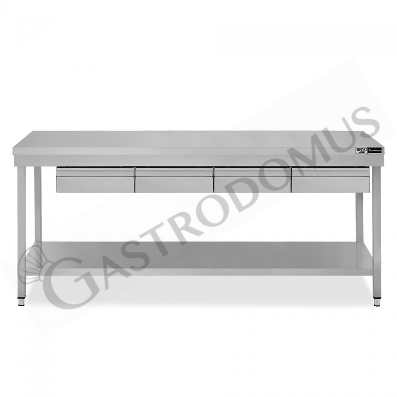 Tavolo inox ripiano 4 cassetti L 2000 mm x P 700 mm x H 865 mm Tavolo inox ripiano 4 cassetti L 2000 mm x P 700 mm x H 865 mm