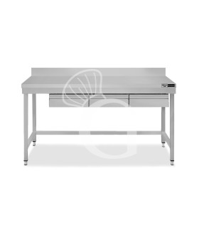 Tavolo inox 3 cassetti alzatina L 1700 mm x P 700 mm x H 965 mm