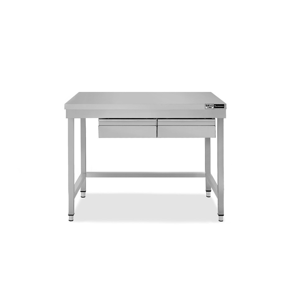 Tavolo inox 2 cassetti L 1000 mm x P 600 mm x H 865 mm
