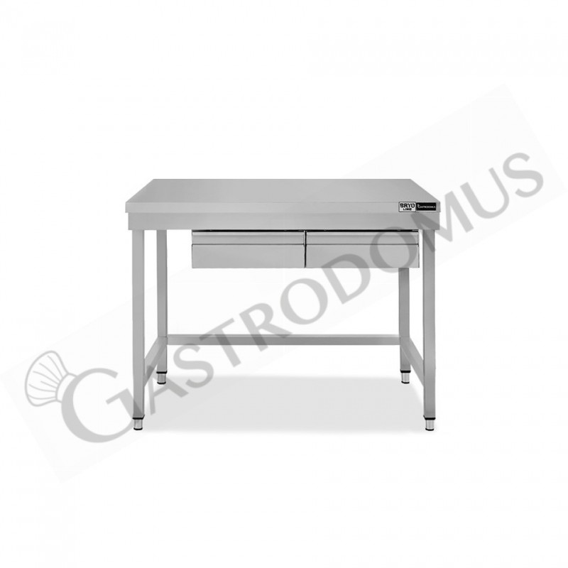 Tavolo inox 2 cassetti L 1100 mm x P 700 mm x H 865 mm Tavolo inox 2 cassetti L 1100 mm x P 700 mm x H 865 mm