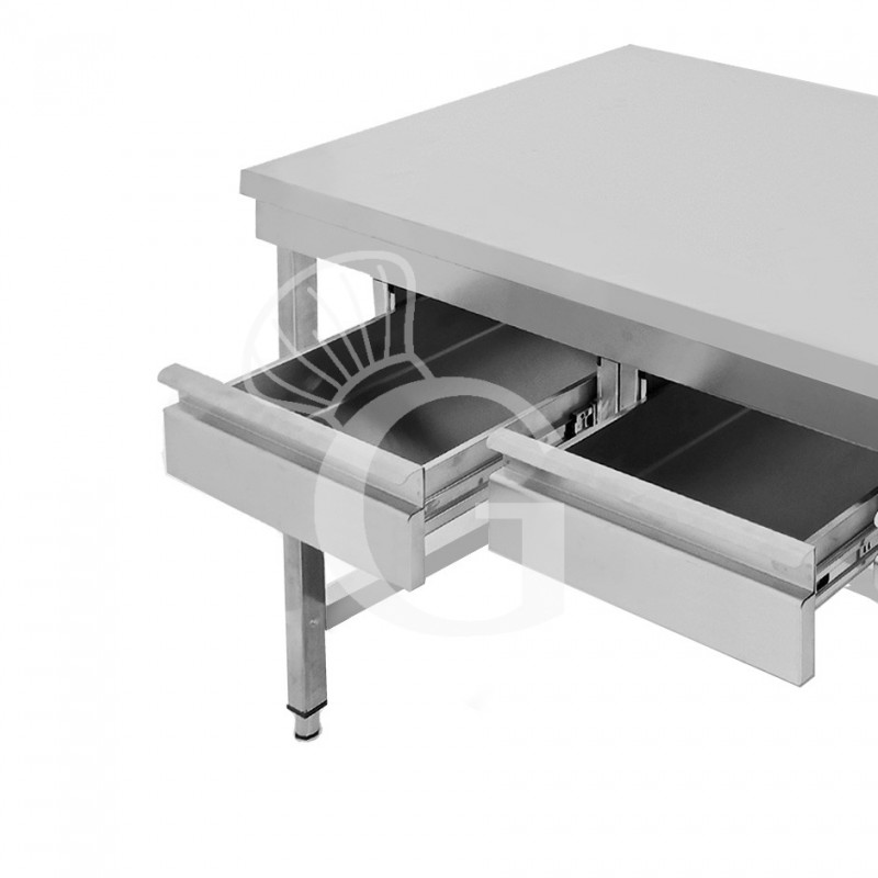 Tavolo inox 2 cassetti L 1200 mm x P 700 mm x H 865 mm-dettaglio cassetti