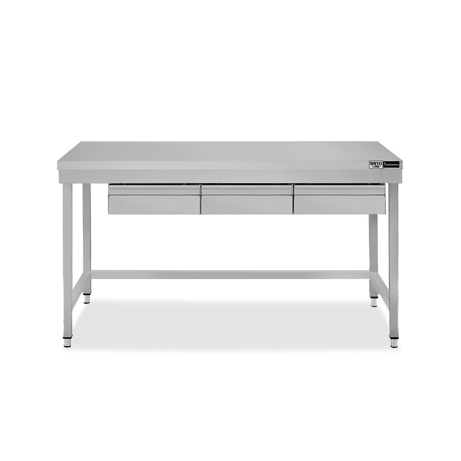 Tavolo inox 3 cassetti L 1400 mm x P 600 mm x H 865 mm