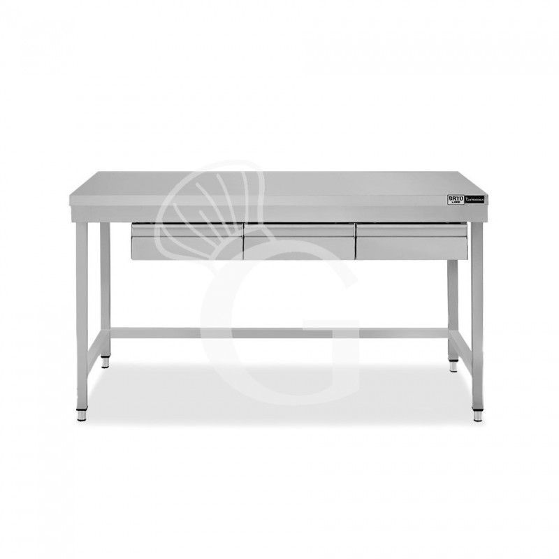 Tavolo inox 3 cassetti L 1400 mm x P 700 mm x H 865 mm Tavolo inox 3 cassetti L 1400 mm x P 700 mm x H 865 mm