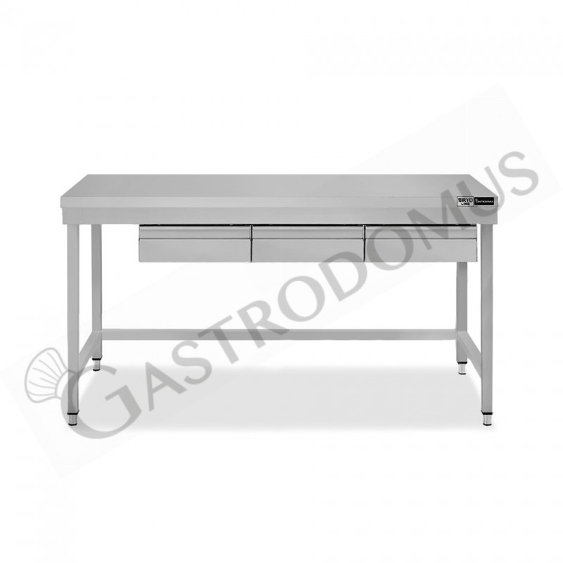 Tavolo inox 3 cassetti L 1600 mm x P 600 mm x H 865 mm Tavolo inox 3 cassetti L 1600 mm x P 600 mm x H 865 mm