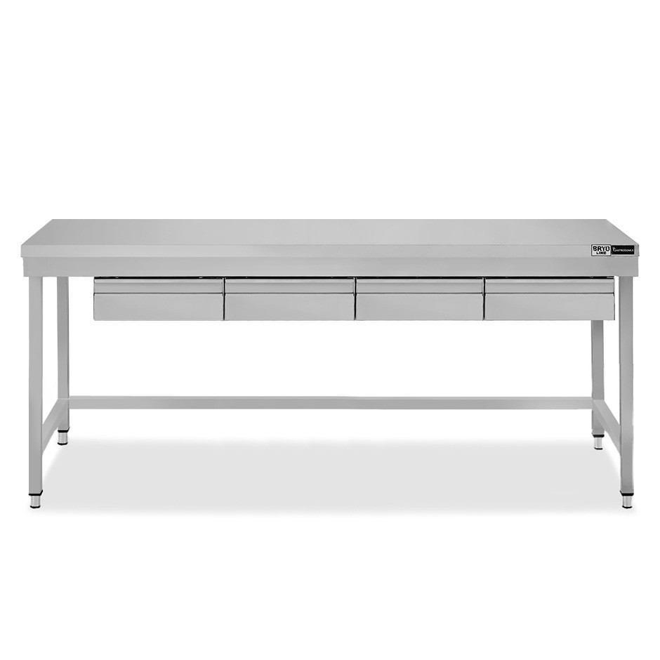 Tavolo inox 4 cassetti L 1800 mm x P 600 mm x H 865 mm