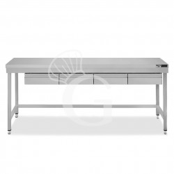 Tavolo inox 4 cassetti L 2000 mm x P 700 mm x H 865 mm