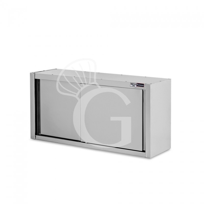 Pensile acciaio inox con porte scorrevoli, 1 ripiano, L 1300 x P 400 x H 650 mm