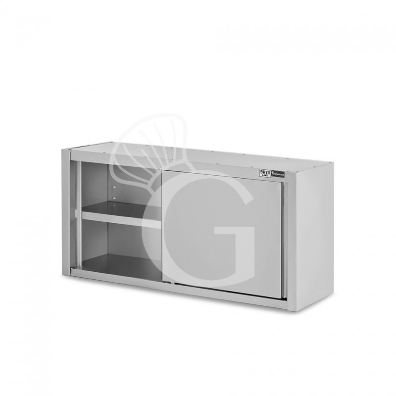 Pensile acciaio inox con porte scorrevoli, 1 ripiano, L 1300 x P 400 x H 650 mm