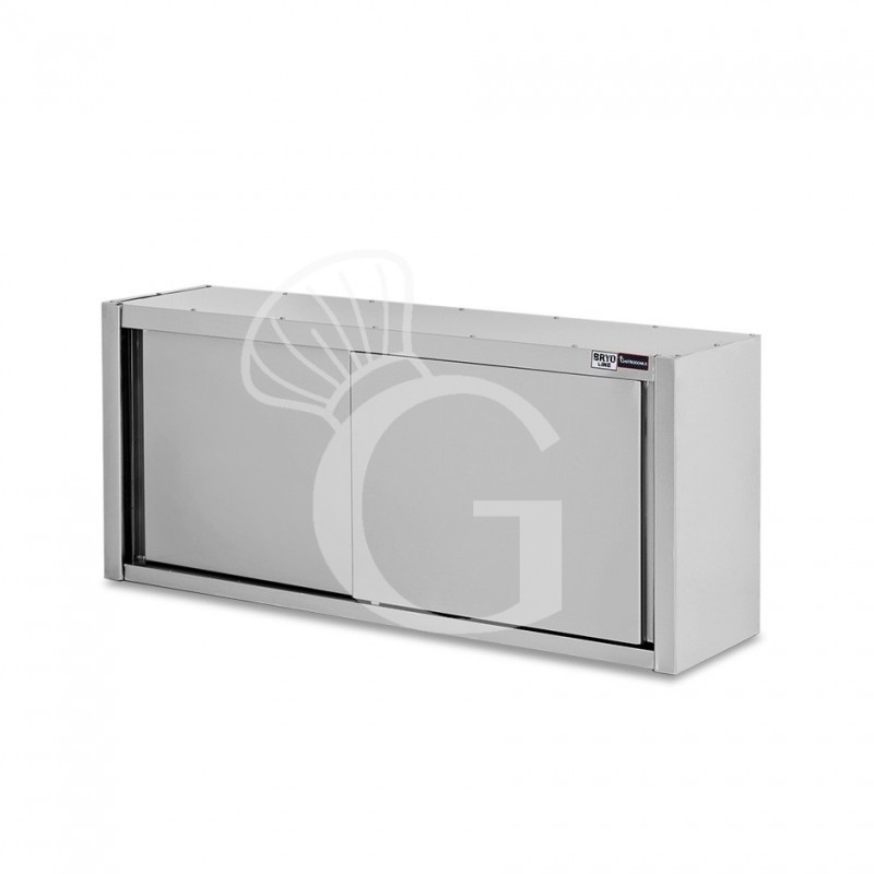Pensile acciaio inox con porte scorrevoli, 1 ripiano, L 1700 x P 400 x H 650 mm
