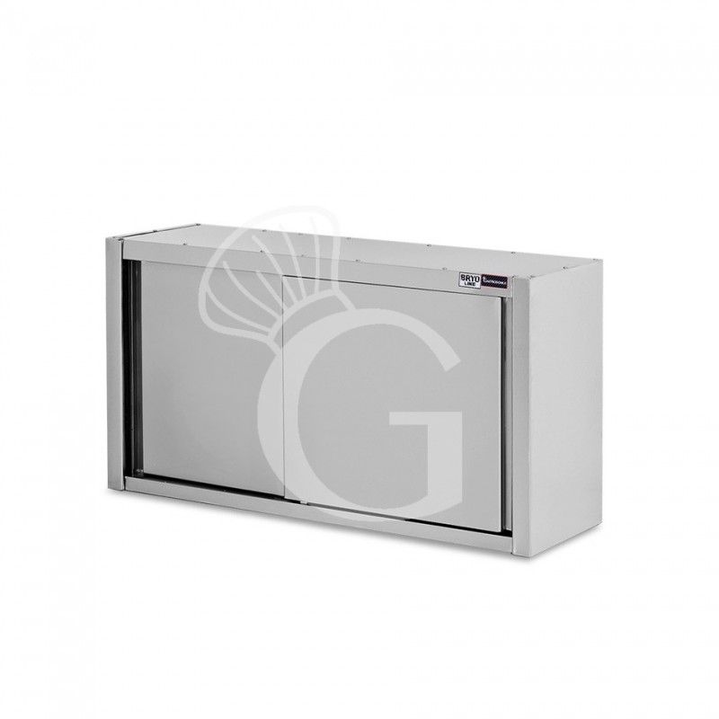 Pensile acciaio inox con porte scorrevoli, 1 ripiano, L 1300 x P 400 x H 800 mm