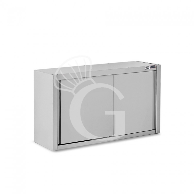 Pensile acciaio inox con porte scorrevoli, 1 ripiano, L 1300 x P 400 x H 800 mm