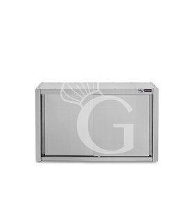 Pensile acciaio inox con porte scorrevoli, 2 ripiani, L 1000 x P 400 x H 1000 mm