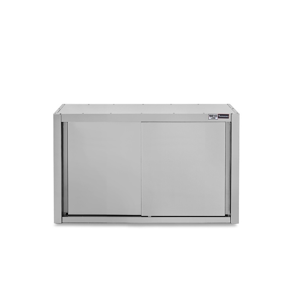 Pensile acciaio inox con porte scorrevoli, 2 ripiani, L 1000 x P 400 x H 1000 mm