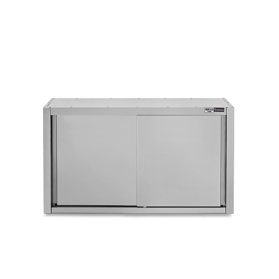 Pensile acciaio inox con porte scorrevoli, 2 ripiani, L 1300 x P 400 x H 1000 mm