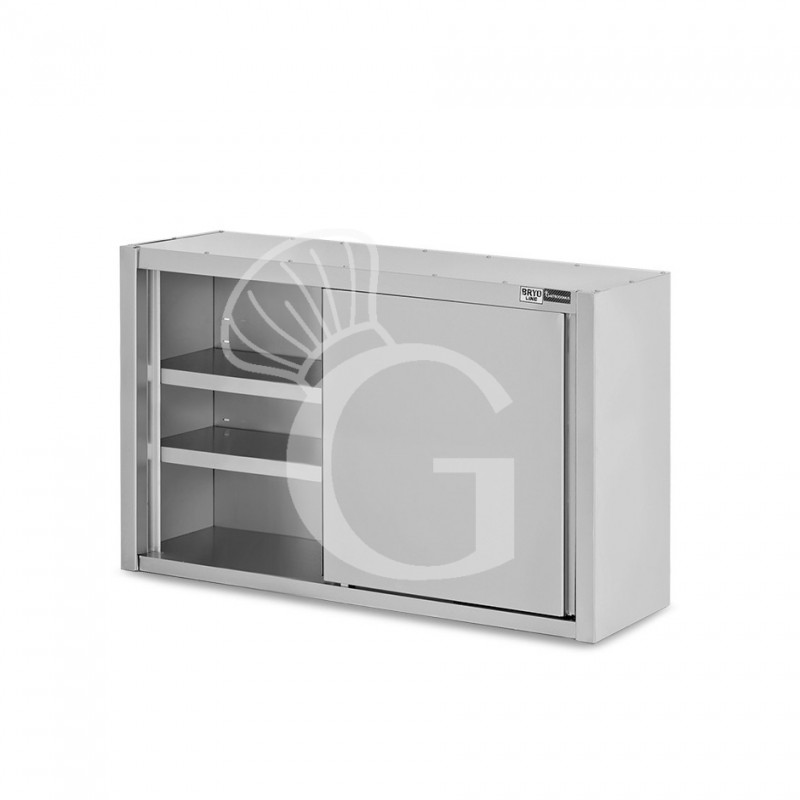 Pensile acciaio inox con porte scorrevoli, 2 ripiani, L 1300 x P 400 x H 1000 mm