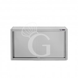 Pensile acciaio inox con porte scorrevoli, 2 ripiani, L 1400 x P 400 x H 1000 mm