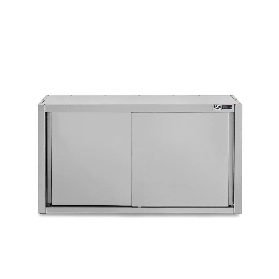 Pensile acciaio inox con porte scorrevoli, 2 ripiani, L 1400 x P 400 x H 1000 mm