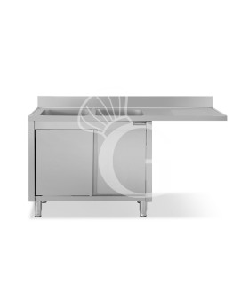 Lavello armadiato vano lavastoviglie,2 vasche,gocciolatoio destra,L1800xP700xH950mm