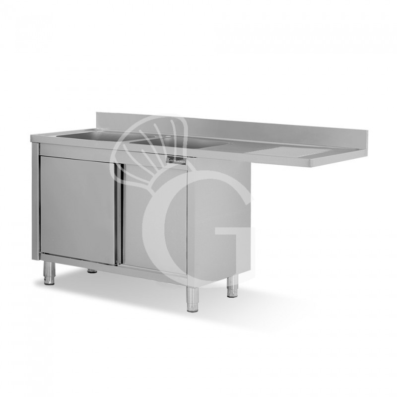Lavello armadiato vano lavastoviglie,2 vasche,gocciolatoio destra,L2000xP700xH950mm