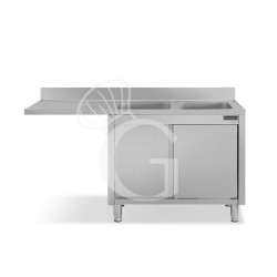 Lavello armadiato vano lavastoviglie,2 vasche,gocciolatoio sinistra,L1800xP700xH950mm