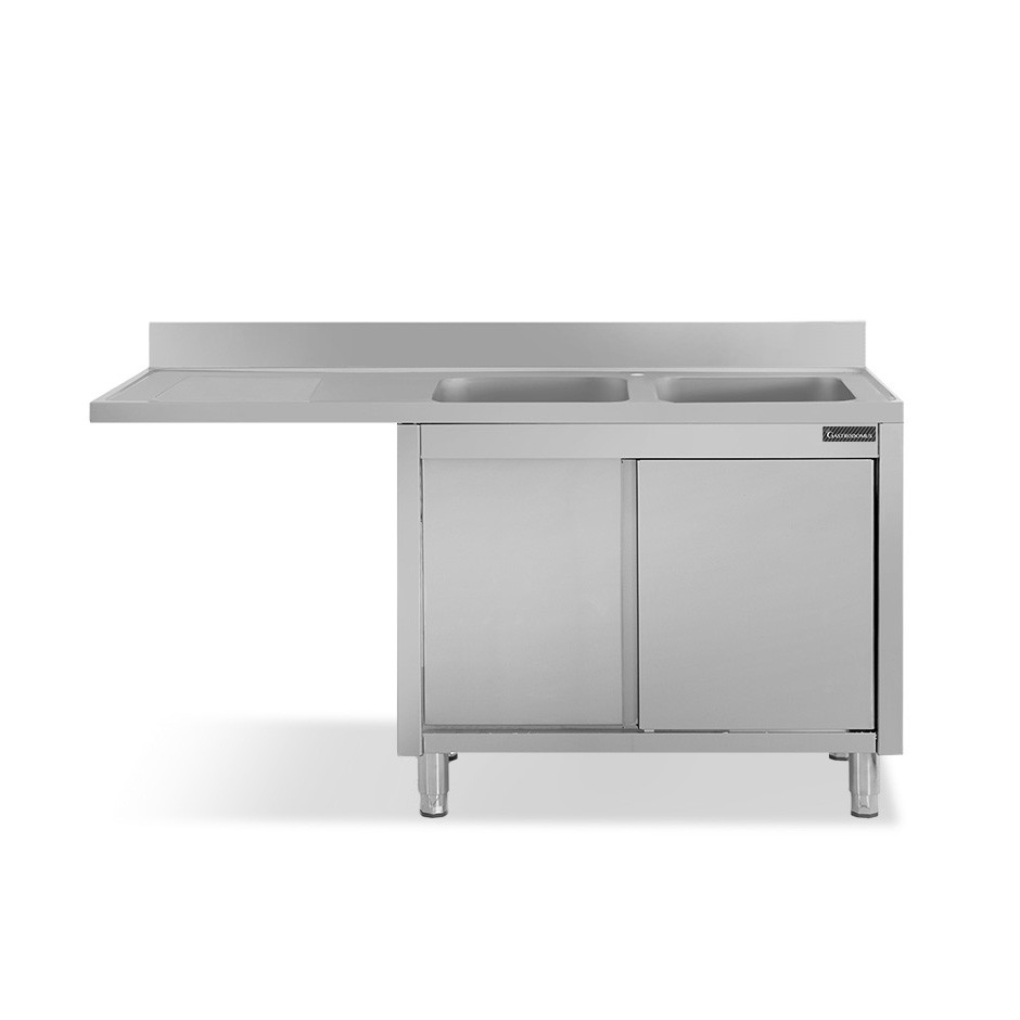 Lavello armadiato vano lavastoviglie,2 vasche,gocciolatoio sinistra,L1800xP700xH950mm