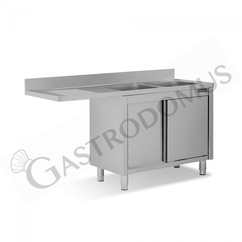 Lavello armadiato vano lavastoviglie,2 vasche,gocciolatoio sinistra,L1700xP700xH950mm