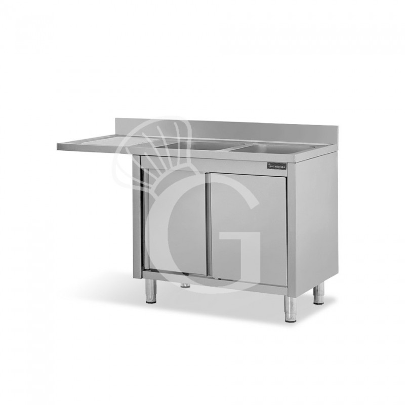 Lavello armadiato vano lavastoviglie,2 vasche,gocciolatoio sinistra,L1500xP700xH950mm