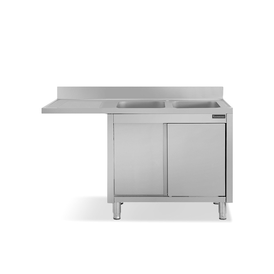 Lavello armadiato vano lavastoviglie,2 vasche,gocciolatoio sinistra,L1500xP700xH950mm