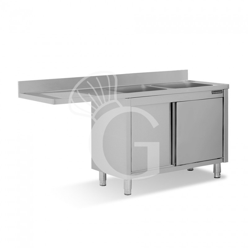 Lavello armadiato vano lavastoviglie,2 vasche,gocciolatoio sinistra,2000xP700xH950mm