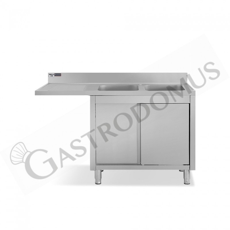 Lavello armadiato vano lavastoviglie,2 vasche,gocciolatoio sinistra,L1600xP700xH9565mm - con foro rubinetto Ø 32 mm Lavello armadiato vano lavastoviglie,2 vasche,gocciolatoio sinistra,L1600xP700xH9565mm - con foro rubinetto Ø 32 mm