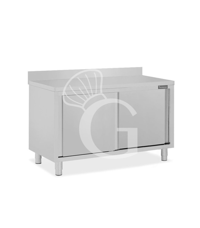 Tavolo con 2 porte scorrevoli e alzatina, L 1400 mm x P 600 mm x H 950 mm